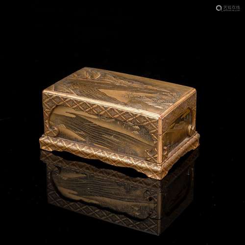 A LACQUER BOX AND COVER, A LACQUER CHAIRE AND AN INSCRIBED K...