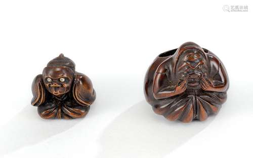 TWO BOXWOOD NETSUKE