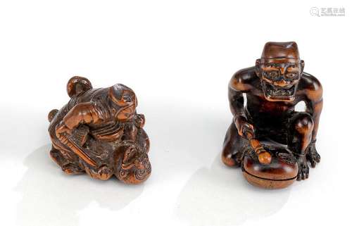 TWO BOXWOOD NETSUKE