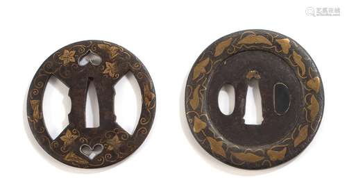 TWO KAGA-YOSHIRO STLYE IRON TSUBA