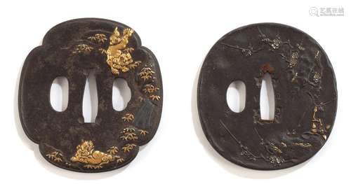 TWO IRON TSUBA