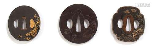 TWO IRON AND TWO SHIBUICHI TSUBA