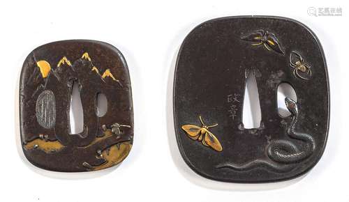 TWO IRON TSUBA