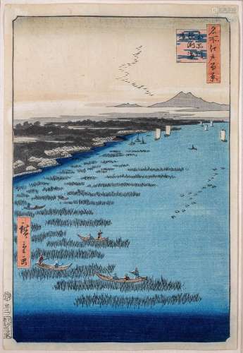 A GROUP OF FIVE OBAN FROM THE 100 FAMOUS VIEWS OF EDO SERIES...