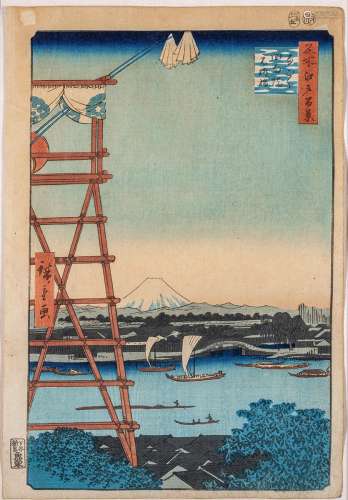 A GROUP OF FOUR VIEWS OF MOUNT FUJI BY ANDO HIROSHIGE (1797-...