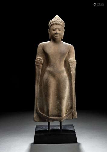 A SANDSTONE FIGURE OF BUDDHA SHAKYAMUNI