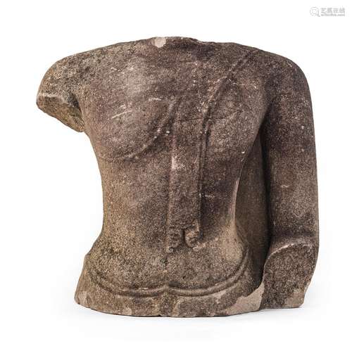 A SANDSTONE TORSO OF BUDDHA SHAKYAMUNI