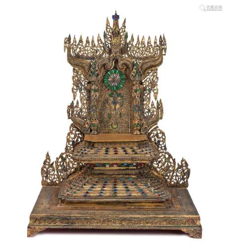 AN IMPRESSIVE GILT- AND RED-LAQUERED WOOD ALTAR-SHRINE, HPAY...