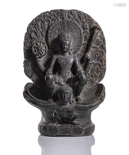 A BLACKSTONE FIGURE OF VISHNU