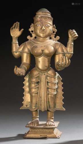 A BRONZE FEMALE DEITY