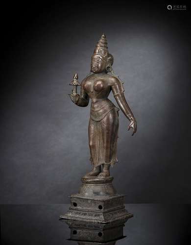 A BRONZE FIGURE OF SHRI-DEVI