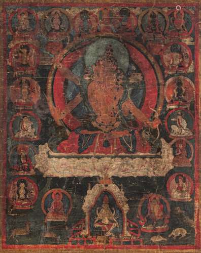 A THANGKA DEPICTING NAMA-SANGITI MANJUSHRI