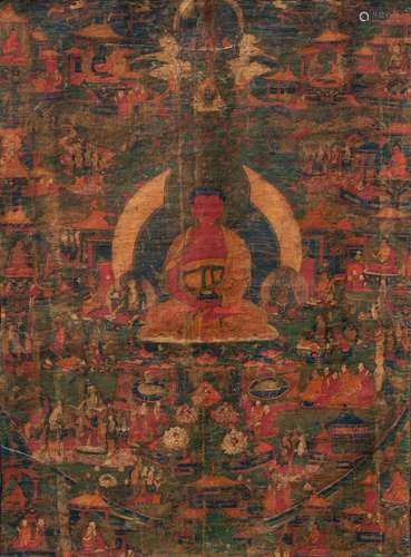 THANGKA OF THE WESTERN PARADISE OF AMITHABA - SUKHAVATI