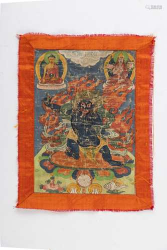 THREE THANGKAS DEPICTING MAHAKALA AND DAKINI