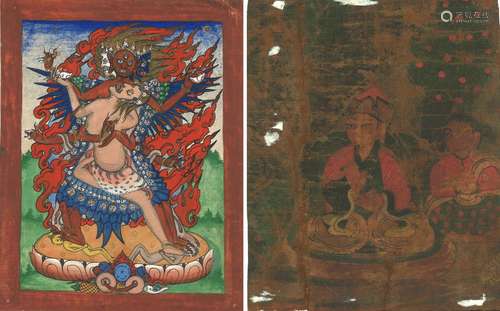 TWO SMALL PAINTINGS OF PADMASAMBHAVA ET AL.