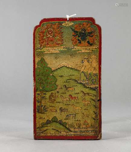 A PAINTED WOODEN VOTIVE PANEL