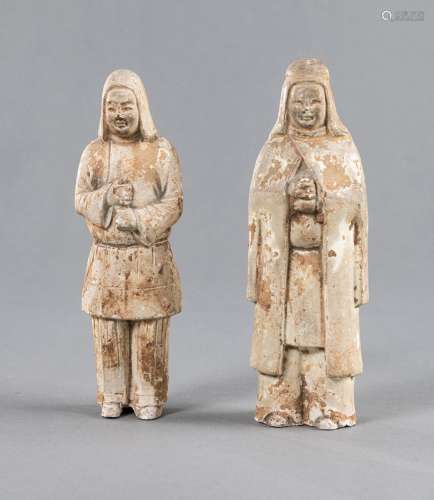 TWO POTTERY GUARDIAN FIGURES