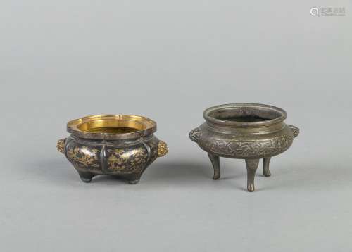 TWO BRONZE CENSERS
