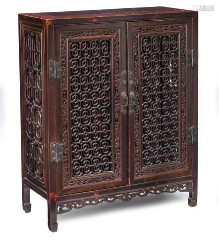 AN OPENWORK TWO-DOOR YUMU CABINET