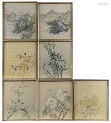 SEVEN ALBUM PAGES AMONG OTHERS DEPICTING BIRDS