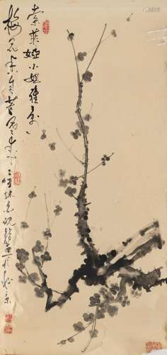 AN INK PAINTING ON PAPER DEPICTING PLUM BLOSSOMS