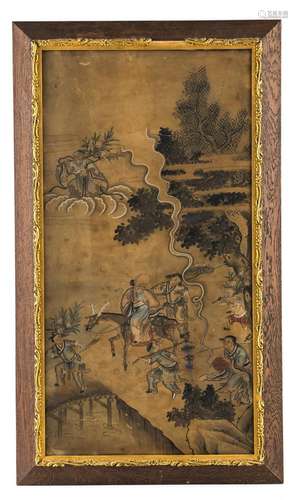 AN ANONYMOUS PAINTING DEPICTING SHOULAO ON A DEER SURROUNDED...