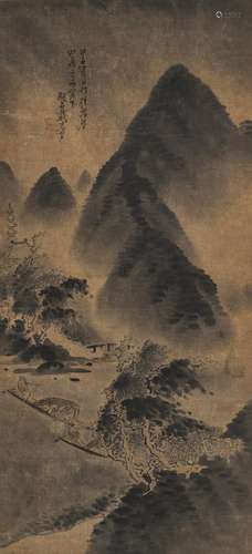 DAI KECHANG (CA. 1806-?) - INK LANDSCAPE WITH TWO FISHING BO...