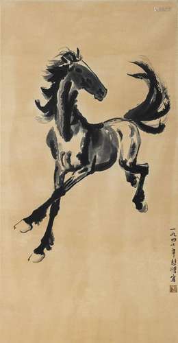 AFTER XU BEIHONG (1895-1953): WOODBLOCK PRINT "GALLOPIN...