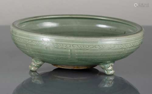 A TRIPOD CELADON BAGUA CENSER