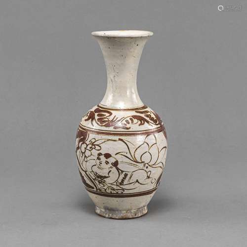 A CIZHOU VASE WITH BOYS AND LOTUS