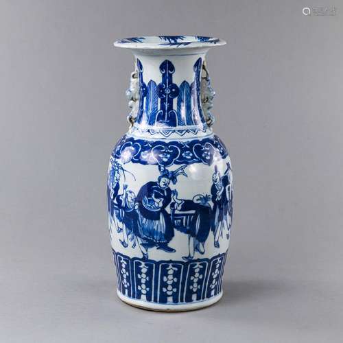 A BLUE AND WHITE LITERARY SCENE PORCELAIN VASE