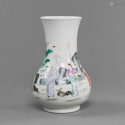 A FAMILLE ROSE PORCELAIN FIGURAL VASE