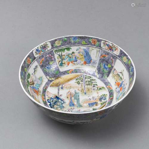 A 'FAMILLE ROSE' FIGURAL SCENES PORCELAIN BOWL