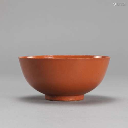 A RED-GLAZED PORCELAIN BOWL