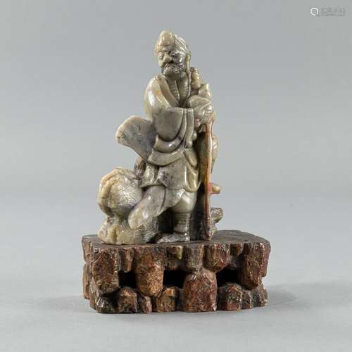 A SOAPSTONE CARVING OF BODHIDHARMA