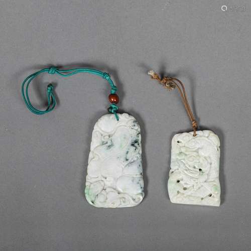 TWO JADE DRAGON PENDANTS