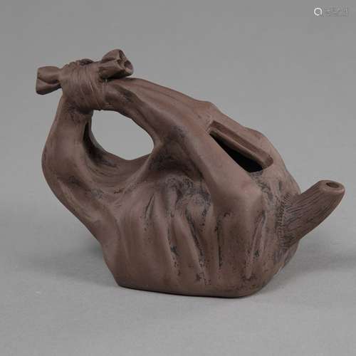 A ZISHA-WARE BAG-SHAPED TEAPOT