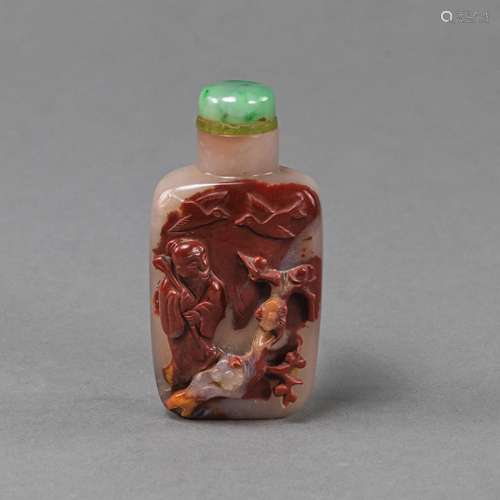 AN AGATE SCHOLAR IN RELIEF SNUFFBOTTLE