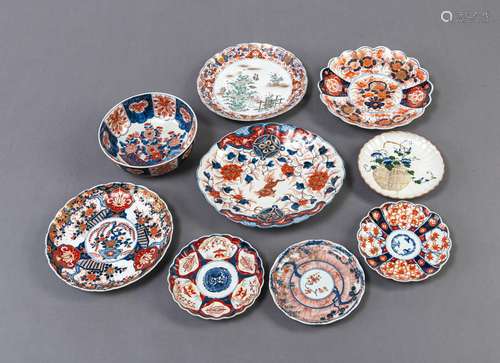 EIGHT IMARI PLATES AND A BOWL