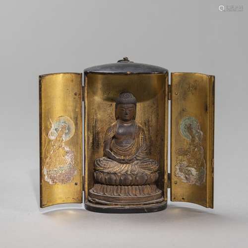 A WOOD AMIDA TRAVELING ALTAR 'ZUSHI'