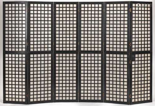 SCREEN, MOTHER OF PEARL INLAYS, 6 PIECES