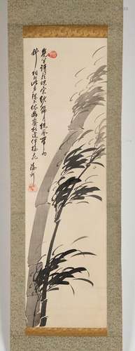 FIVE SCROLL PAINTINGS/CALLIGRAPHY DEPICTING A TIGER UNDER FU...