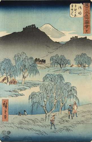 A FRAMED WOODBLOCK PRINT 'GOYU', ANDO HIROSHIGE