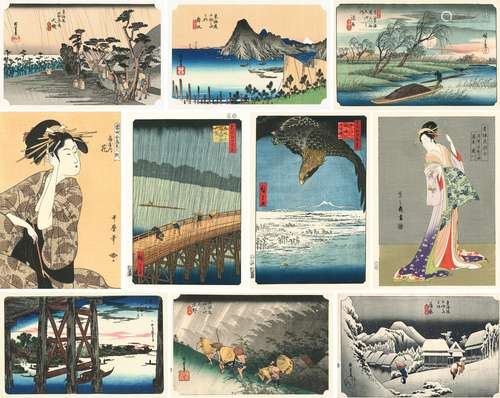 A GROUP OF REPRINTS OF VARIOUS ARTIST'S WOODBLOCK PRINT...