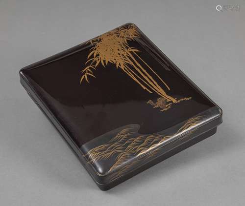 A GOLD-LACQUER BAMBOO ON A RIVER SUZURI-BAKO