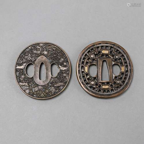 TWO CAST-METALL TSUBA