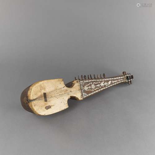 A BONE-INLAID WOOD LUTE