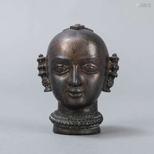 A BRONZE HEAD OF LAKSHMI