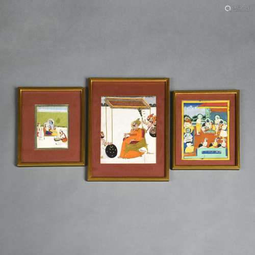 THREE MINIATURE PAINTINGS OF COURT SCENES