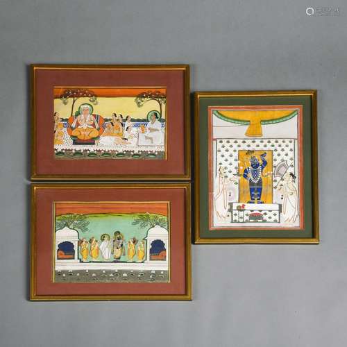 THREE MINIATURE PAINTINGS OF COURT SCENES